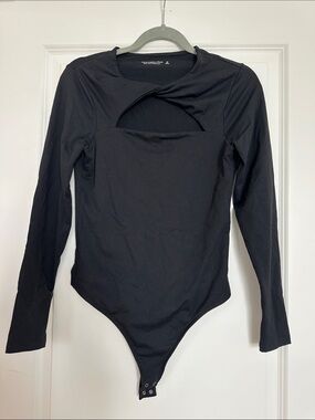 Abercrombie & Fitch Black Long-Sleeve Cutout Bodysuit